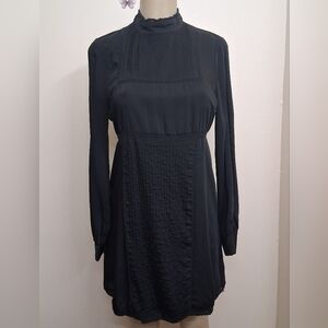 Alice & UO Women's Black Mock Neck Dress Lace Detail Sz. 8 Long Sleeves Party